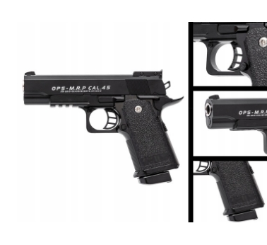 Kovová pištoľ BB gun metal el. replika + 800guličiek VYPR
